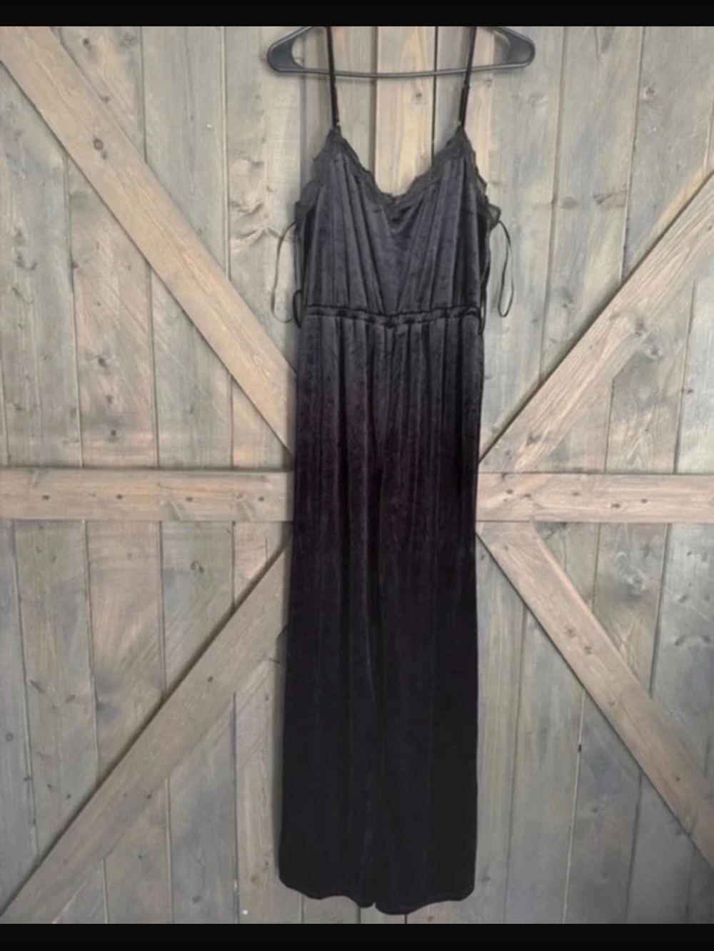 Honey Belle Black Velvet Spaghetti-Strap Jumpsuit